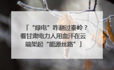 “绿电”咋翻过秦岭？看甘肃电力人用血汗在云端架起“能源丝路”