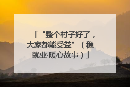 “整个村子好了，大家都能受益”（稳就业·暖心故事）
