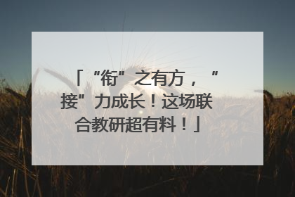 “衔”之有方，“接”力成长！这场联合教研超有料！
