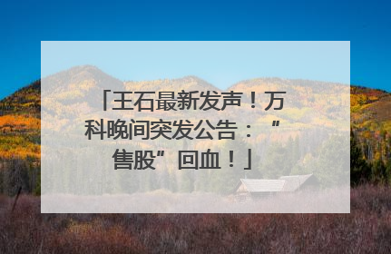 王石最新发声！万科晚间突发公告：“售股”回血！