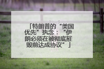 特朗普的“美国优先”执念：“伊朗必须在被彻底摧毁前达成协议”