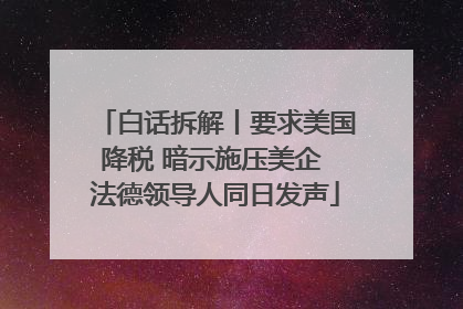 白话拆解丨要求美国降税 暗示施压美企 法德领导人同日发声