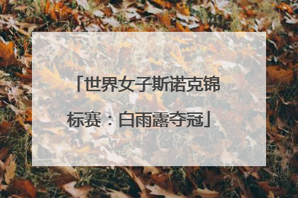 世界女子斯诺克锦标赛：白雨露夺冠