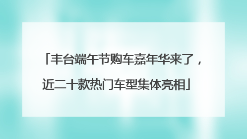 丰台端午节购车嘉年华来了，近二十款热门车型集体亮相