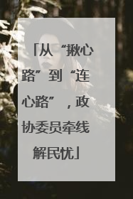 从“揪心路”到“连心路”，政协委员牵线解民忧