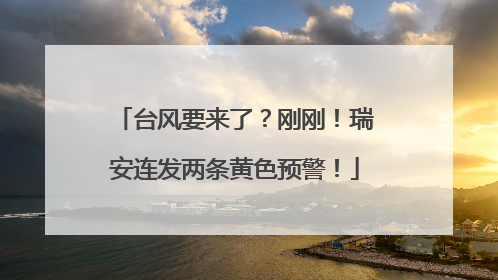 台风要来了？刚刚！瑞安连发两条黄色预警！