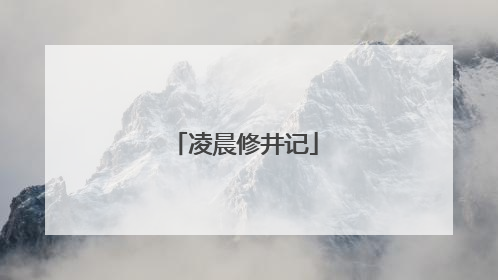 凌晨修井记