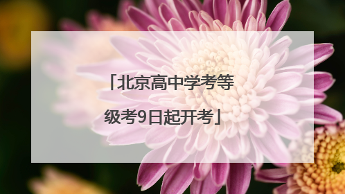 北京高中学考等级考9日起开考