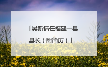 吴新情任福建一县县长（附简历）