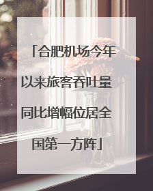 合肥机场今年以来旅客吞吐量同比增幅位居全国第一方阵