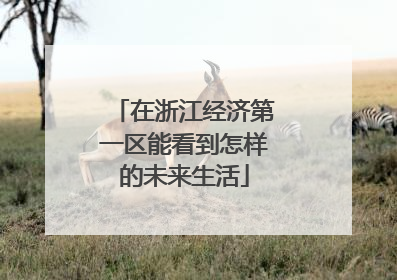 在浙江经济第一区能看到怎样的未来生活