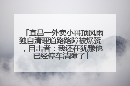 宜昌一外卖小哥顶风雨独自清理道路路障被爆赞，目击者：我还在犹豫他已经停车清障了