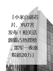 小米自研芯片、YU7齐发布！相关话题霸占热搜榜，雷军一夜涨粉超20万