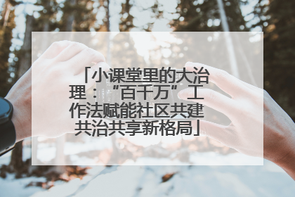 小课堂里的大治理：“百千万”工作法赋能社区共建共治共享新格局