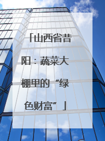 山西省昔阳：蔬菜大棚里的“绿色财富”