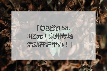总投资158.3亿元！泉州专场活动在沪举办！