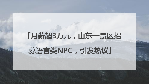月薪超3万元，山东一景区招募语言类NPC，引发热议