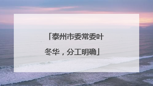 泰州市委常委叶冬华，分工明确