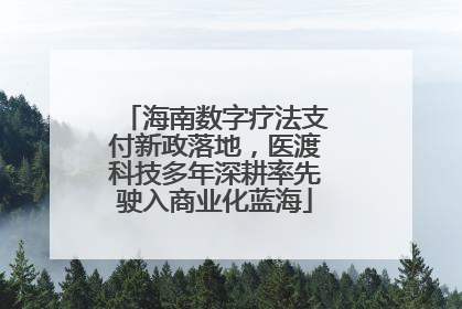 海南数字疗法支付新政落地，医渡科技多年深耕率先驶入商业化蓝海