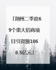 荆州二季度69个重大招商项目引资额1066.5亿元