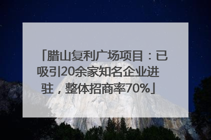 腊山复利广场项目：已吸引20余家知名企业进驻，整体招商率70%