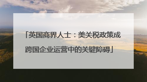 英国商界人士：美关税政策成跨国企业运营中的关键障碍
