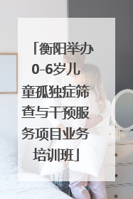 衡阳举办0-6岁儿童孤独症筛查与干预服务项目业务培训班