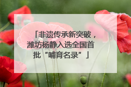非遗传承新突破，潍坊杨静入选全国首批“哺育名录”