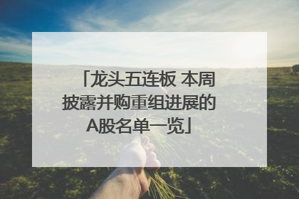 龙头五连板 本周披露并购重组进展的A股名单一览