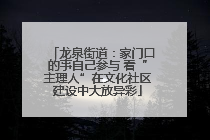 龙泉街道：家门口的事自己参与 看“主理人”在文化社区建设中大放异彩