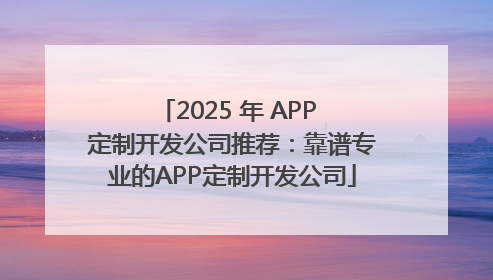 2025 年 APP 定制开发公司推荐：靠谱专业的APP定制开发公司