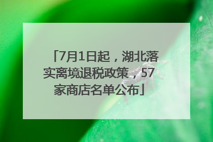 7月1日起，湖北落实离境退税政策，57家商店名单公布